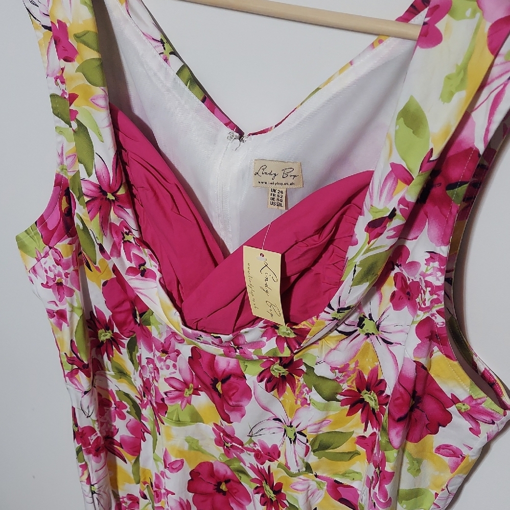 Sleeveless Pink Floral Fit-and-Flare Dress - Picture 4 of 13